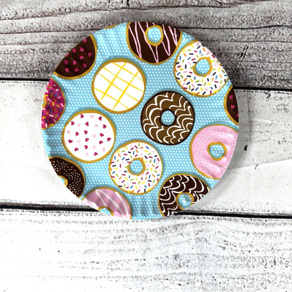 Kensie Home Melamine Plate Donut Pattern 12‎ Count  8" Party Decorations